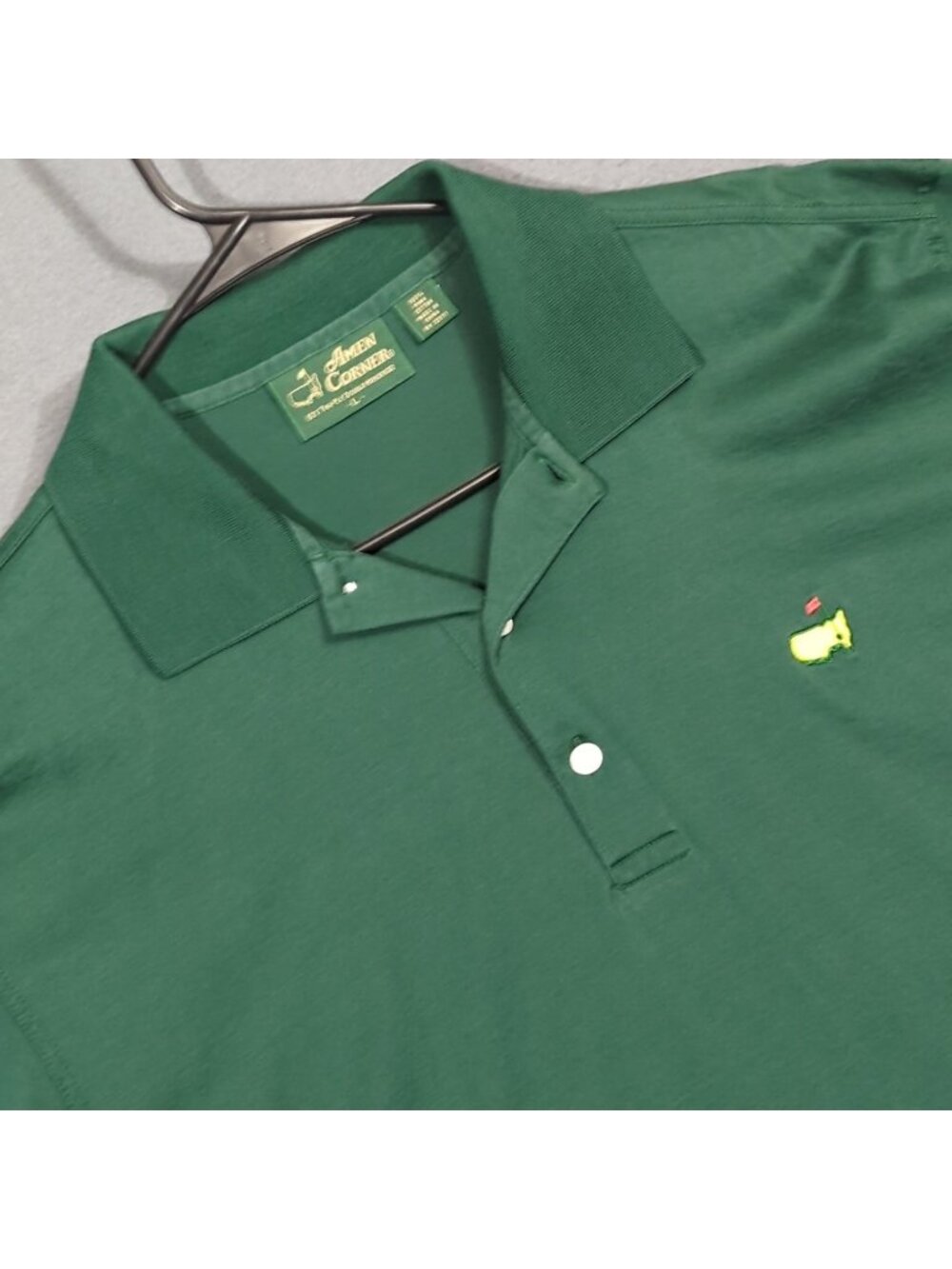 Amen Corner Master Polo Shirt Men's L Green Pima Cotton Golf Performance Casual
